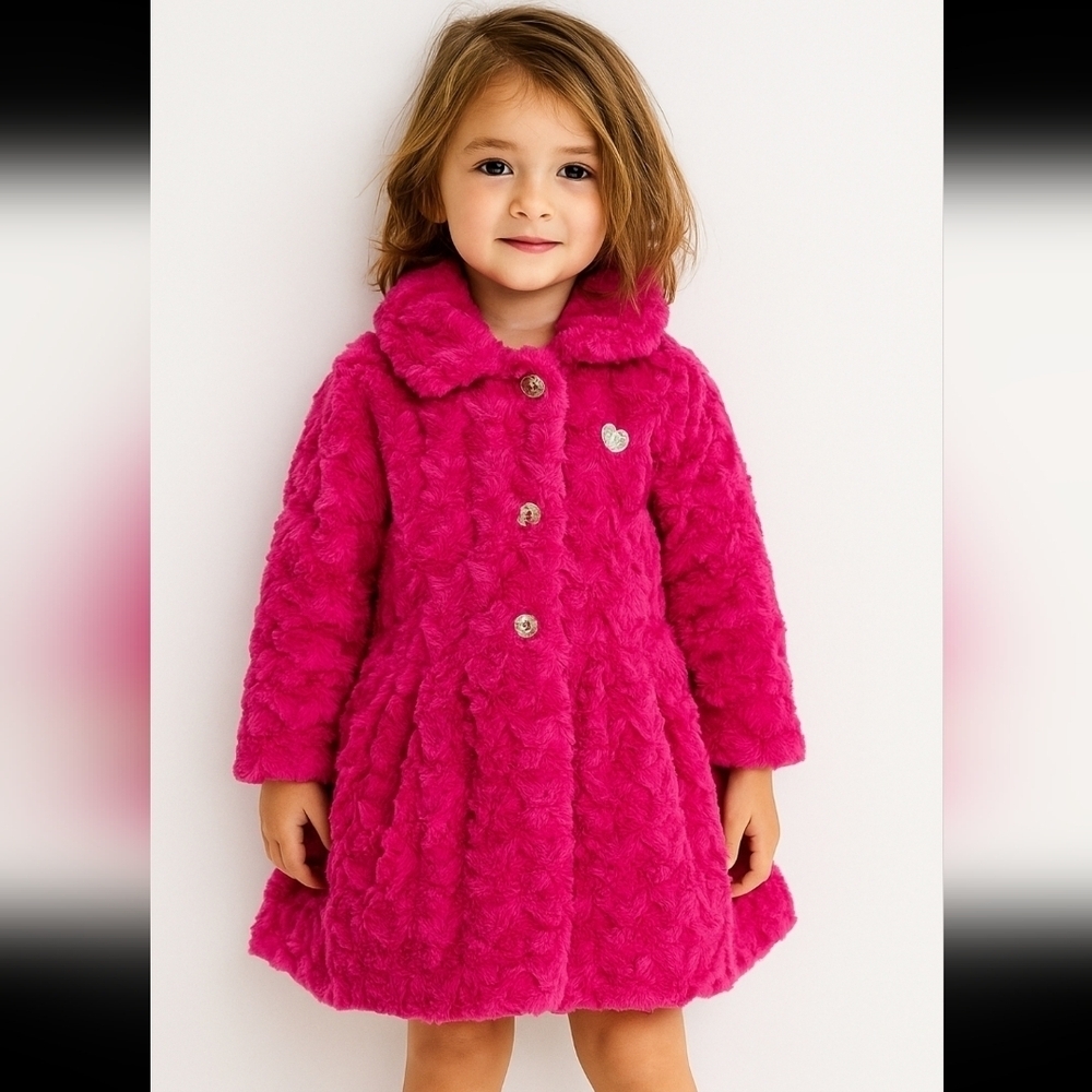 Juicy Couture Girl Hot Pink Fuzzy Peplum Jacket 5